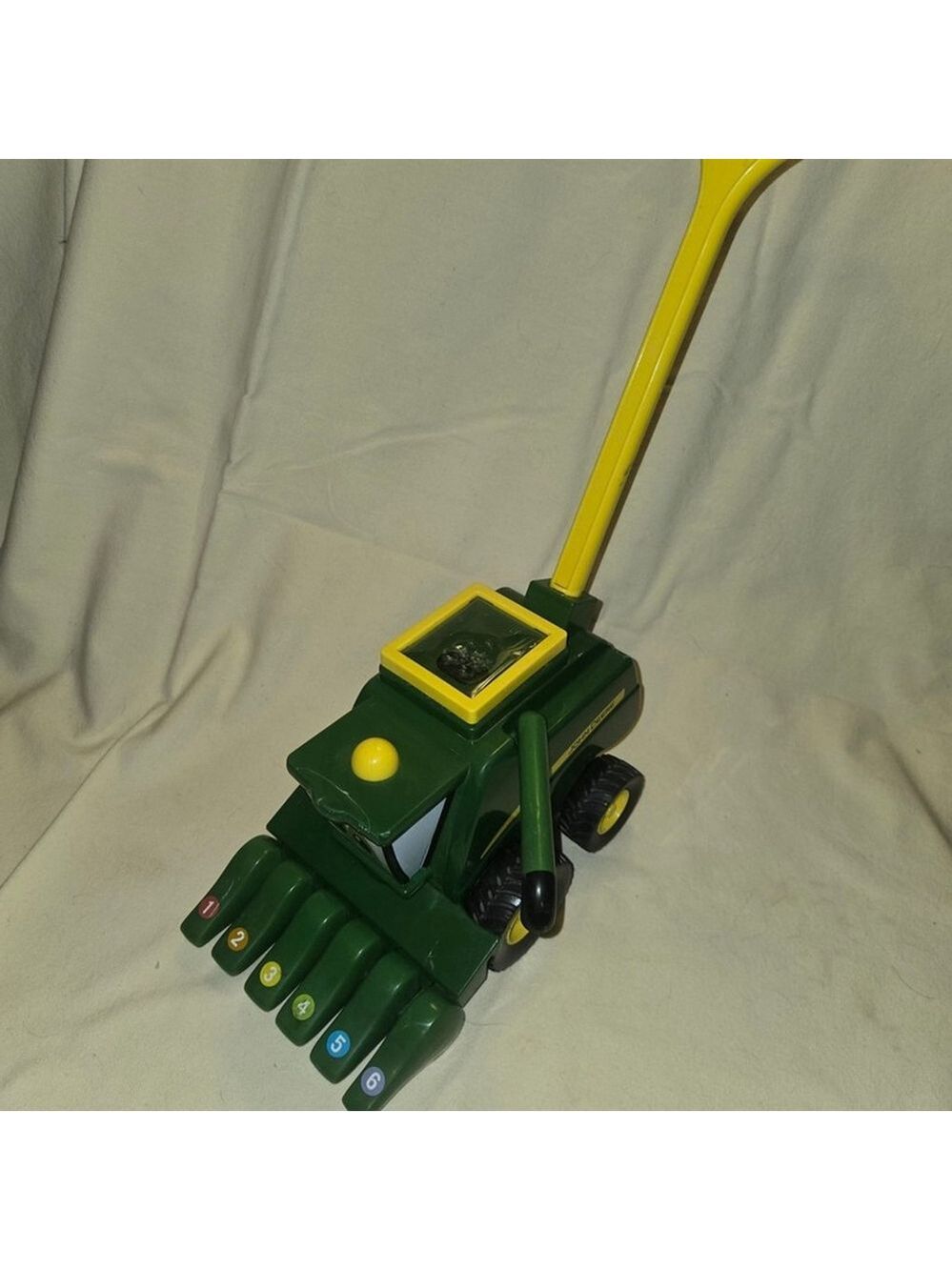 Vintage John Deere Learning Curve Push Corn Popper Combine Harvester Toy